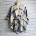 Cato Women's Plaid Poncho One Size Cape Sweater Jacket Cardigan Wrap Belted