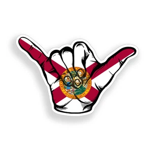 Florida Hang Loose Sticker FL Flag Beach shaka Car vehicle Window Bumper Decal - Picture 1 of 2
