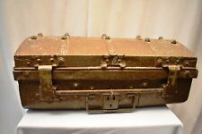 Antique Steel Travel Trunk Luggage Chest Tool Storage Box Rare Collectibles "1
