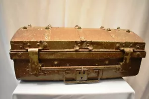 Antique Steel Travel Trunk Luggage Chest Tool Storage Box Rare Collectibles "1 - Picture 1 of 10