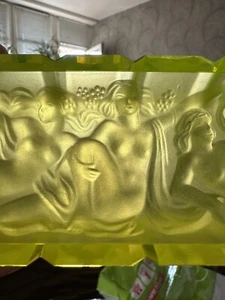 Art Deco Schale Akt Figur Uranglas Schlevogt Hoffmann Gablonz Czech Crystal Cz - Bild 1 von 19