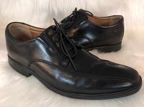Clarks Men's Black Lace Up Formal Oxfords Dress Shoes Size 9W