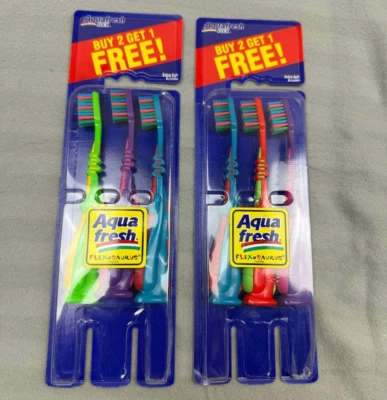 NUEVO Lote de 6 Cepillos de Dientes Aquafresh Flex Flexosaurus Extra Suave 1997 Foto 1 de 4