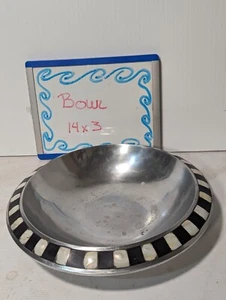 Large Towle Metal Bowl With Mother Of Pearl Inlay - Picture 1 of 4