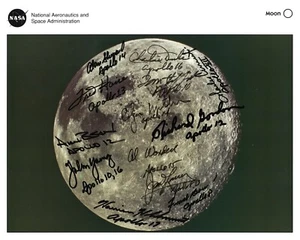 Lithographie des Mondes signiert von 13 Apollo-Astronauten - Bild 1 von 1
