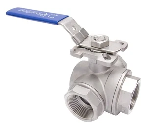 1-1/2 Zoll Edelstahl (316) 3-Wege Kugelhahn-T-Anschluss mit Montagepad 1.000 PSI - Bild 1 von 6