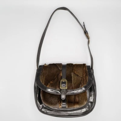 Abaco Paris Leather Fur Shoulder Bag Brown Vintage Luxury Boho Bohemian Retro - Image 1 of 4