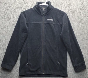 Columbia Fleece Jacket Youth Medium Black Lined Long Sleeve Mock Neck Zip Pocket - Picture 1 of 8