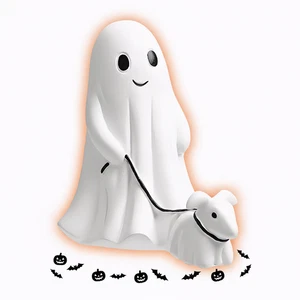 Halloween Ghost Dog Statue Resin Figurine Cute Spooky Puppy Outdoor Indoor Decor - Picture 1 of 12