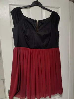 Simply Be Size 22 Dress Black Burgundy Party Cocktail Swing - Image 1 of 4