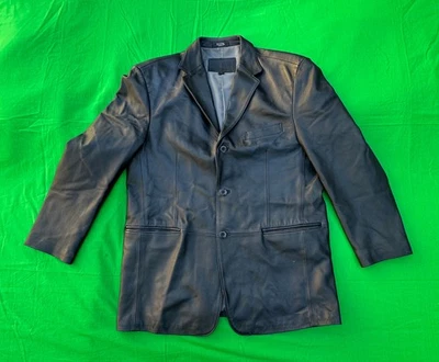 Chaqueta Blazer Vintage Stafford Executive Para Hombre Cuero Negro Talla L. Foto 1 de 4