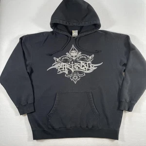 Vintage Tribal Hoodie Sweatshirt Mens XL Black Skull Spray Paint Graffiti Y2K - Picture 1 of 9