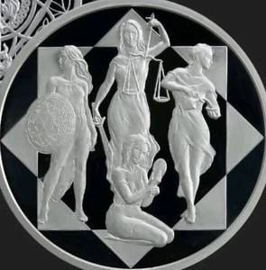 1 UNZE .999 REINES SILBER SCHILD PROOF CARDINAL VIRTUES MINI MINTAGE RUNDE MÜNZE MÄDCHEN - Bild 1 von 6