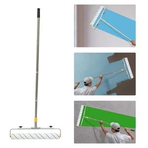 Large Paint Roller Adjustable Roller Frame Extension Poles 3 Roller Brushes Kit - Picture 1 of 15