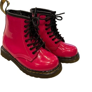 Dr. Martens Hot Pink Girls 1460 T Pink Lace Up Boots Size 8 Side Zipper - Picture 1 of 14