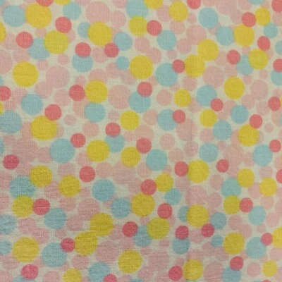 Scribbles Polka Dot Fabric Remnant By Windham Pink Blue Yellow Dots On White - Image 1 of 4