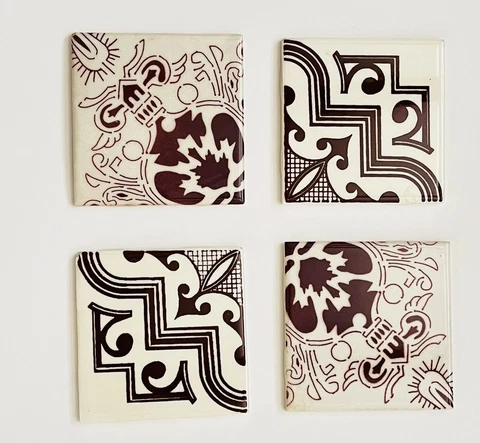 Vintage ORION & Ideal Stadard CeramicTile Mexican Brown and Off-White Lot of 4 Cover