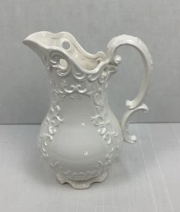 Vintage NAPCO C-7108 White Decorative Ceramic Pitcher 9" Tall - Picture 1 of 12