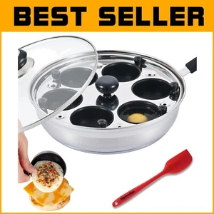 Elegant Egg Poacher Pan - Nonstick 6-Cup Cookware for Healthy Breakfasts - Picture 1 of 9