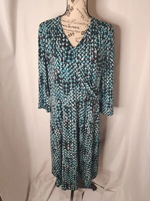 Vestido midi George azul y negro elástico estampado geométrico para mujer talla XL Foto 1 de 4