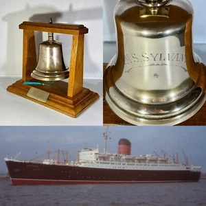 Vintage Solid Brass Cunard Liner RMS Sylvania Dinner Bell (d.1958)- Rotary Club - Picture 1 of 10