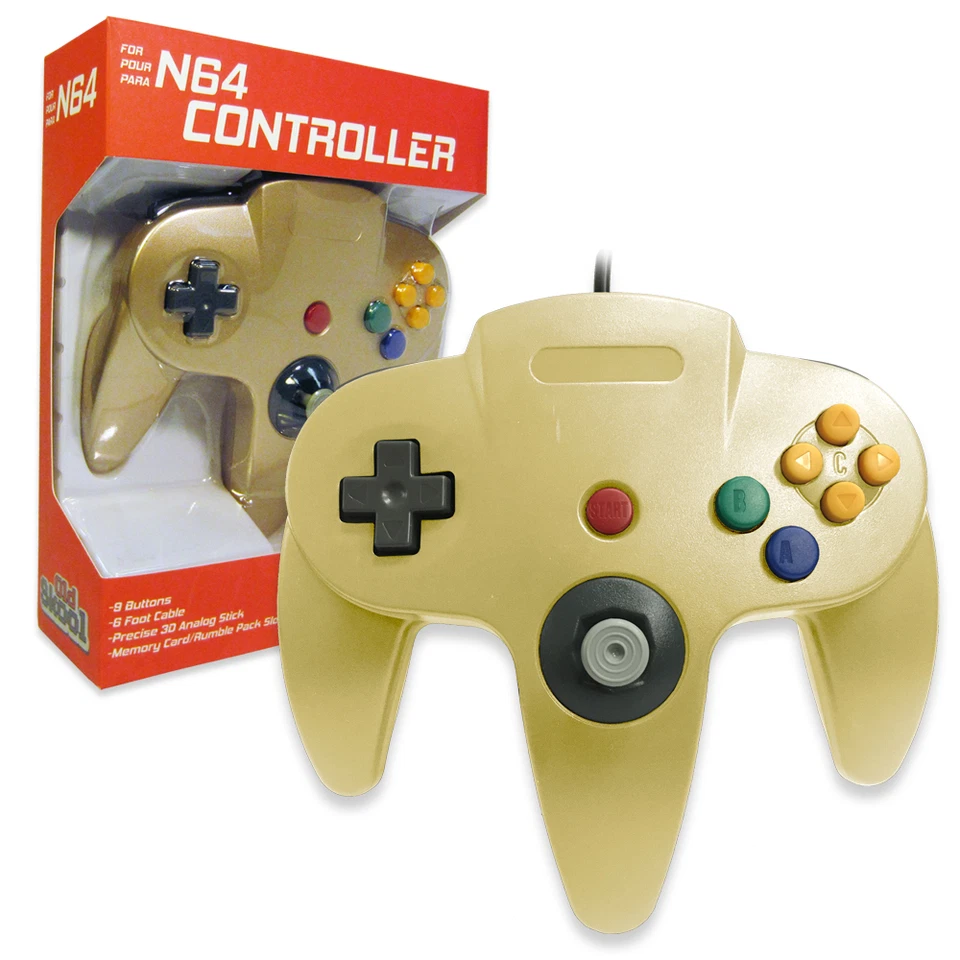 Old Skool Gold Wired Controller for Nintendo 64 N64 - Image 1 of 1