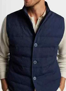 PETER MILLAR Men's Smith Seersucker Vest in Navy Size Medium MSRP $495. - Picture 1 of 15