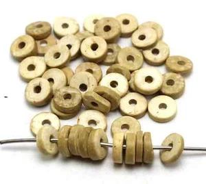 100 pcs Natural Coconut Column Heishi Beads 12mm(1/2") Loose - Picture 1 of 4