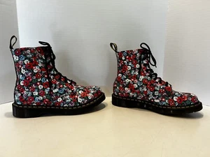 Dr Martens Leather 1460 Pascal Wild Poppy Floral Print Boots Women’s Size 9 READ - Picture 1 of 24