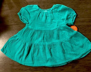 Wonder Nation Toddler Girl's Green Tiered Dress Size 12M 2T New - Picture 1 of 5