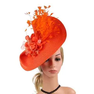 Fascinator Kentucky Hut Damen Fascinator Derby Stroh Feder Pillbox Hüte - Bild 1 von 29