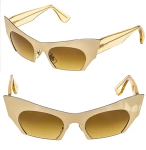 MIU MIU RASOIR 53O Metal Sunglasses Cat Eye Brushed Gold Fashion Rimless MU53OS - Picture 1 of 11