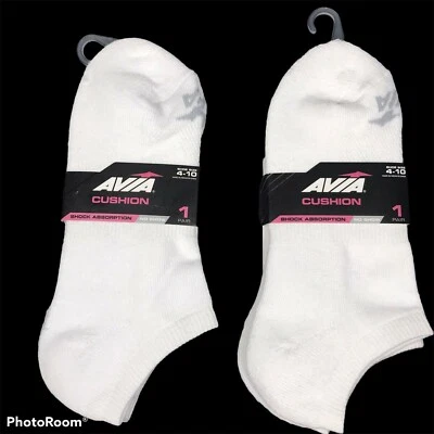 2 Pack Avia Women’s White Shoe Size 4-10 Cushion No Show Socks New With Tags - Image 1 of 4