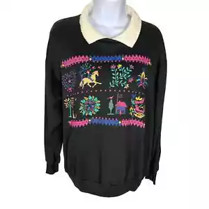 Sudadera Rainberry Bay Vintage Años 80 Negra Gráfica Para Mujer Talla Mediana - Imagen 1 de 6