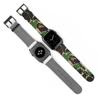 NEWCULTURECLUB Apple Watch Band Bape Green Camo Camouflage Hypebeast Streetwear Faux Leather