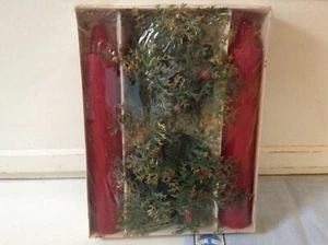 1969 Emkay Plastic Poinsettia Christmas Candle Rings w/ 12" RED Candles MIB vtg - Picture 1 of 4