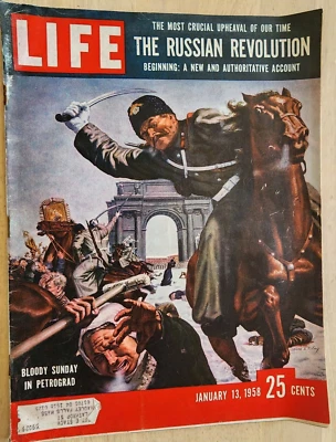 Bloody Sunday in Petrograd, Russian Revolution Life Magazine Jan 13, 1958 - Image 1 of 4