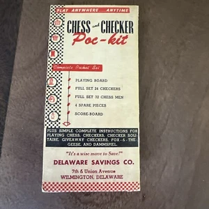 Vintage Wilmington Delaware Chess & Checker Pic-kit Delaware Savings Co - Picture 1 of 4