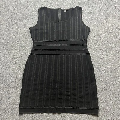 Vestido justo St. John feminino tamanho 14 preto sem mangas acima do joelho listrado brilho - Imagem 1 de 4