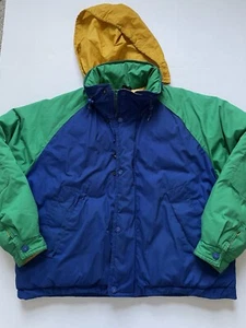 Vtg Mighty Mac Parka Mens XL Norsac Down Colorblock Coat Puffer Packable Hood - Picture 1 of 9