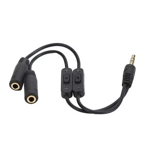 3.5mm Audio Splitter Adapter Earphone Headphone AUX Stereo Cable With Switch - Picture 1 of 12