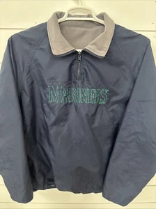Vtg Seattle Mariners MLB Baseball Reversible Jacket Coat Dugout Warmup Men's XL - Picture 1 of 7