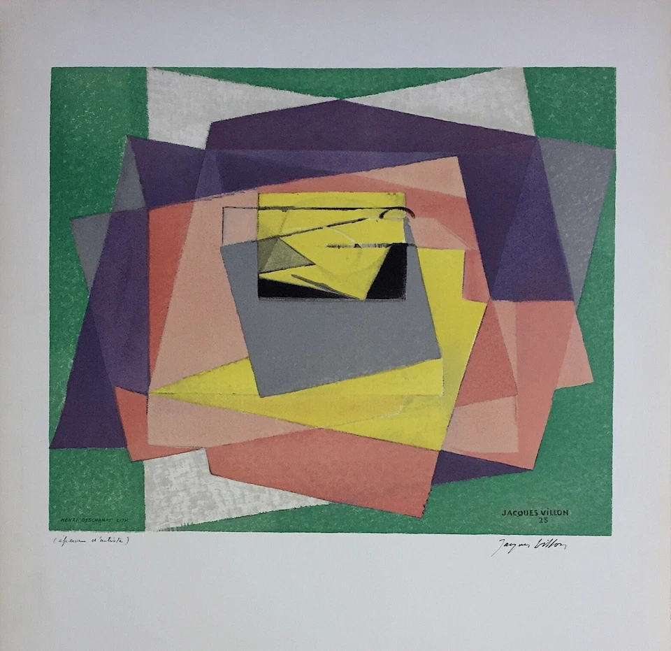 Jacques Villon lithographie signée art abstrait cubisme art 1961 abstraction art - Photo 1/1
