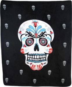 MANTA SUAVE CALAVERA AZÚCAR PELUCHE decoración colgante de pared TIRAR suave #BK04 ESQUELETO - Imagen 1 de 1