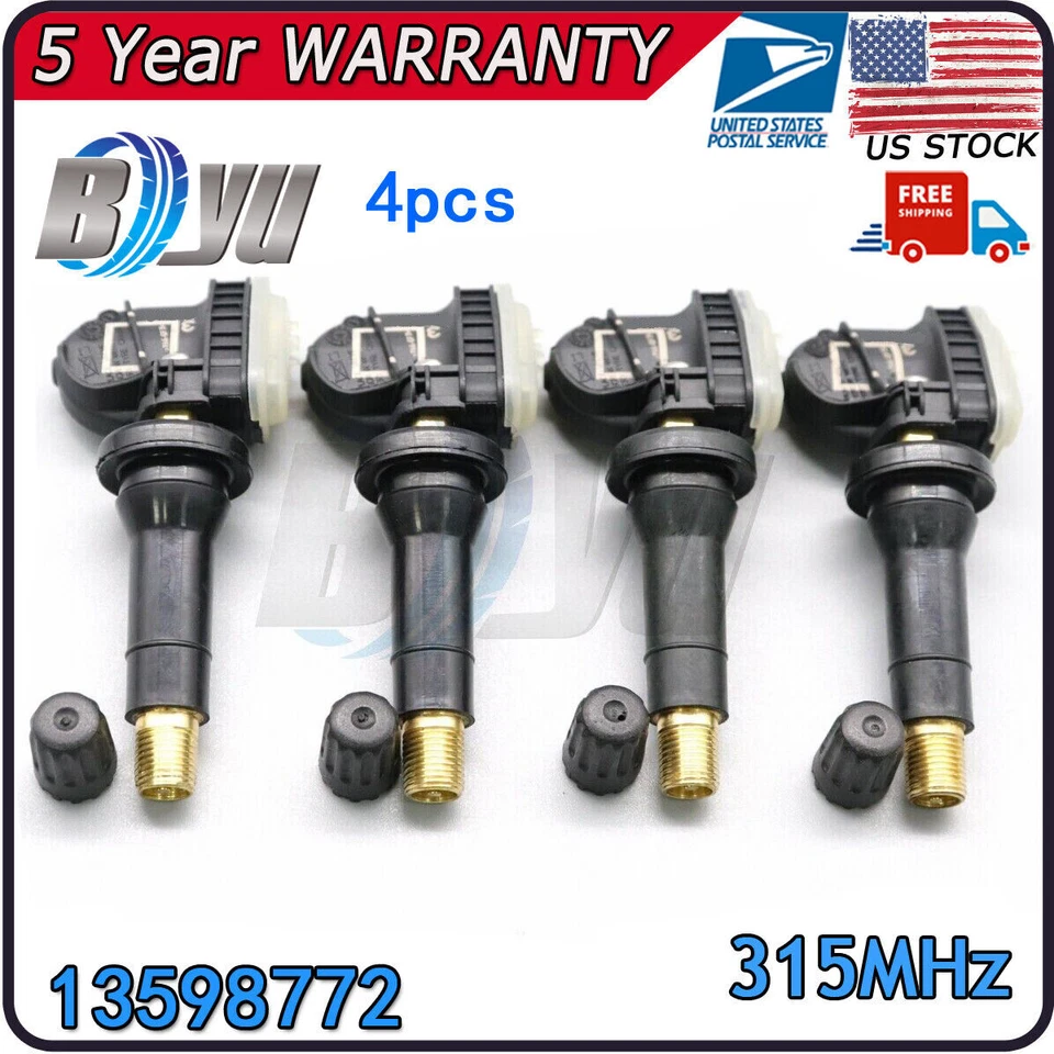 TPMS NEW 13598772 Tire Pressure Monitoring Sensor 4PCS For GMC Buick GM GM Chevy - Image 1 of 4