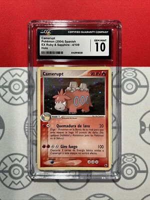 NEW CGC 10 GEM 2003 Pokemon EX Ruby & Sapphire Camerupt Holo 4 SPANISH PSA 8020 - Image 1 of 4