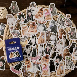 Pack of 46 Kawaii Cats Paper Stickers Journal bullet Planner Decorative Sticker - Picture 1 of 5