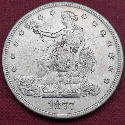 1877 S Trade Dollar $1 Better Grade VF Details #60104 Cover