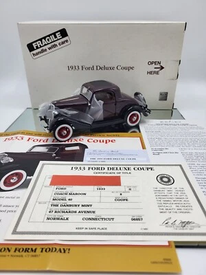 DANBURY MINT 1933 FORD DELUXE COUPE **RARE/DESCRIPTION/TITLE/BOX KEPT - Image 1 of 4