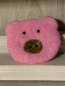 Monedero con cuentas cara de cerdo cabeza de cambio de cremallera oro rosa negro lechón infantil” - Imagen 1 de 6